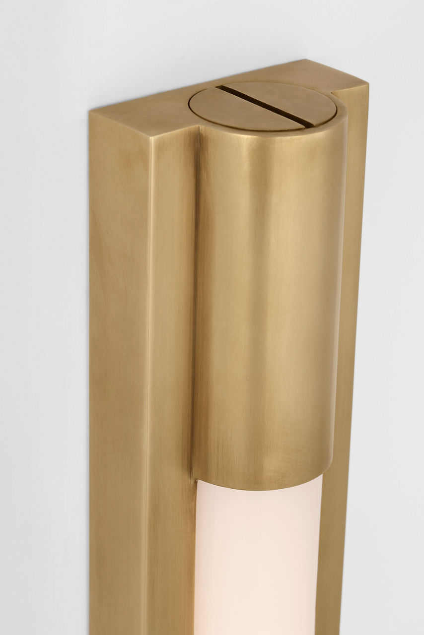 Ellington 16" Slimline Bath Light | Hand-Rubbed Antique Brass | White Glass