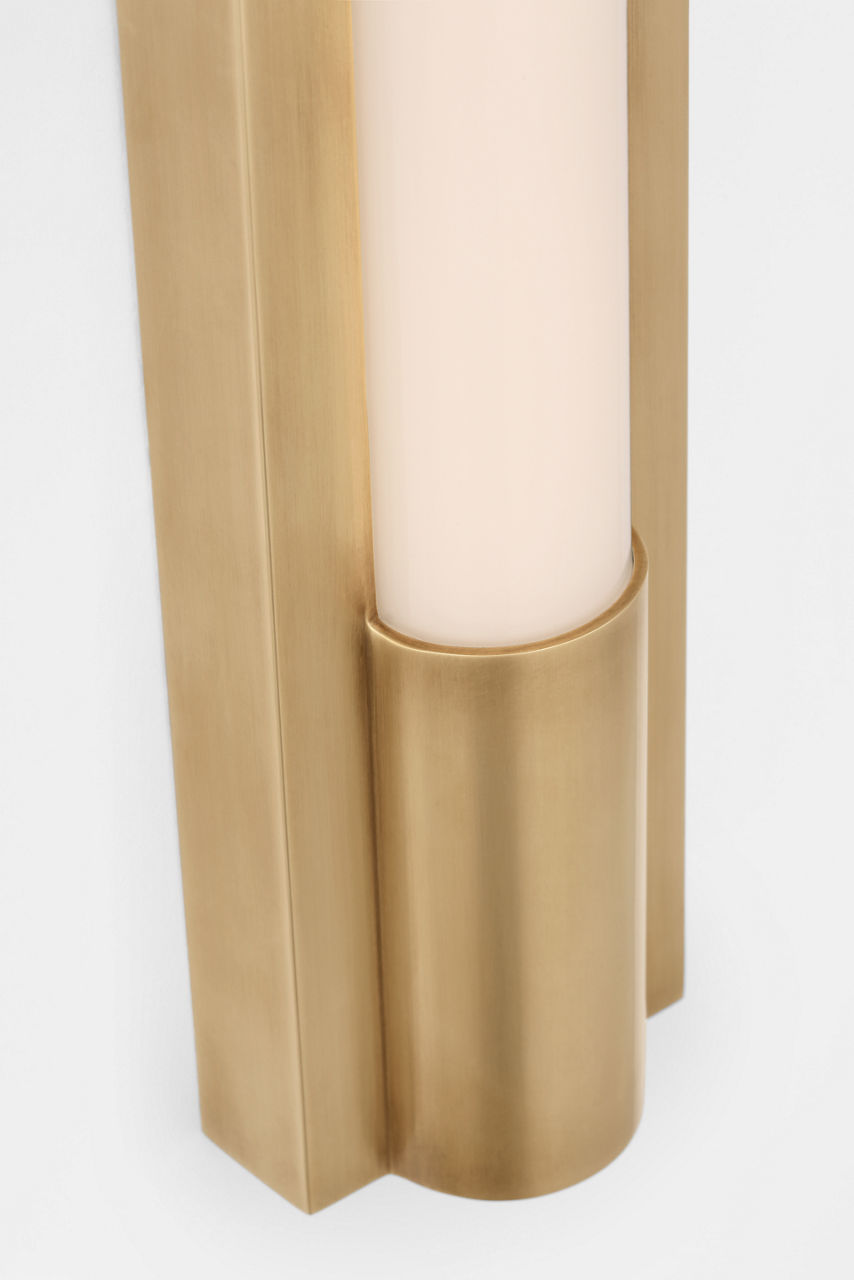 Ellington 16" Slimline Bath Light | Hand-Rubbed Antique Brass | White Glass