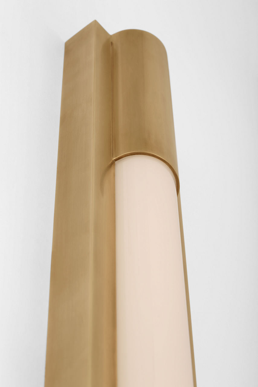 Ellington 24" Slimline Bath Light | Hand-Rubbed Antique Brass | White Glass