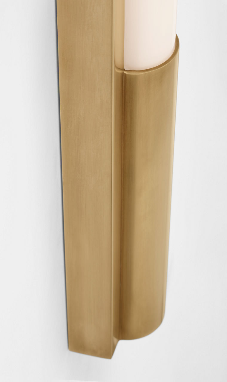Ellington 32" Slimline Bath Light | Hand-Rubbed Antique Brass | White Glass