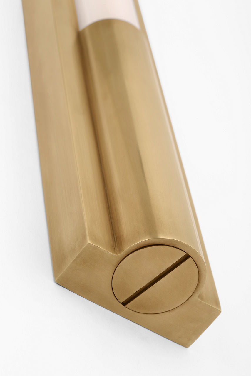 Ellington 32" Slimline Bath Light | Hand-Rubbed Antique Brass | White Glass