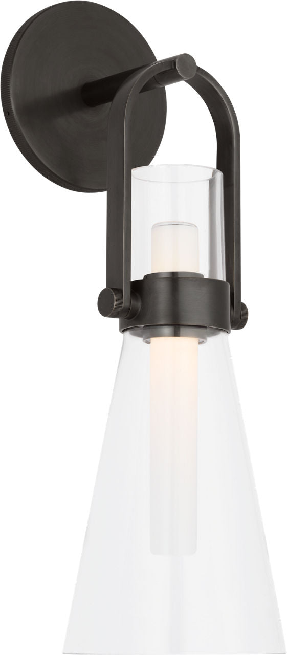 Larkin Medium Conical Bracketed Sconce | Bronze | Clear Glass