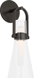 Larkin Medium Conical Bracketed Sconce | Bronze | Clear Glass