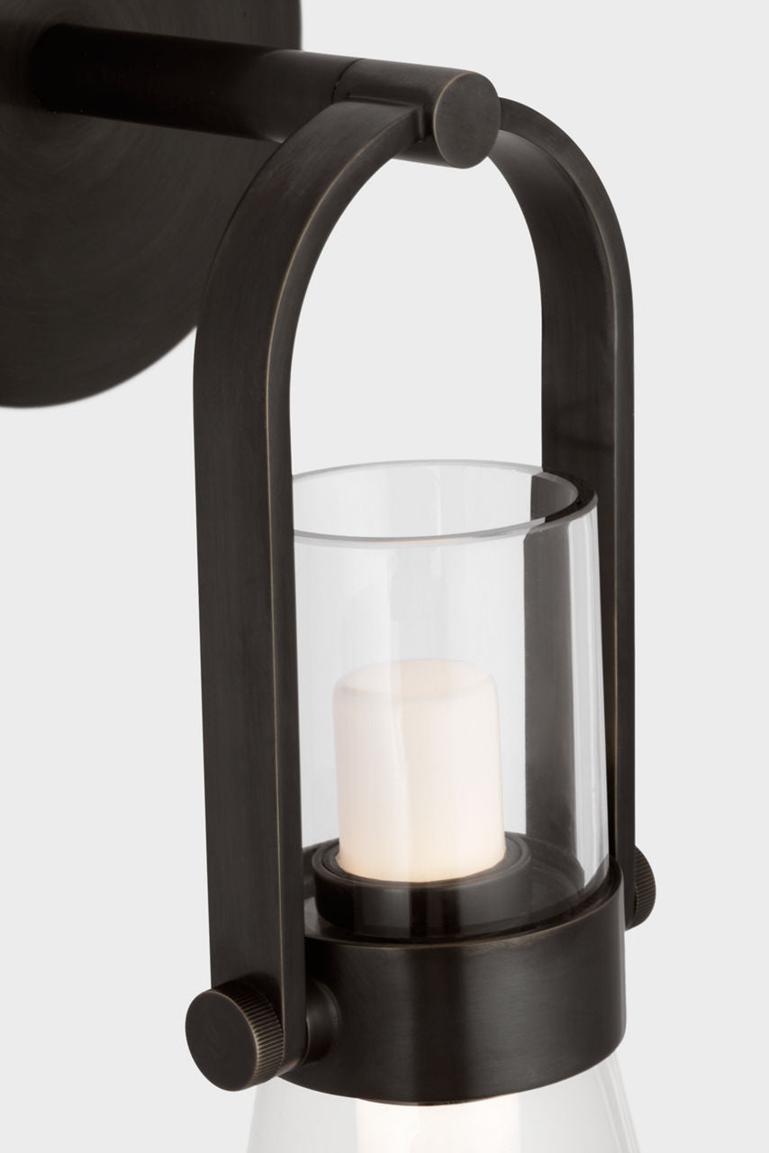 Larkin Medium Conical Bracketed Sconce | Bronze | Clear Glass