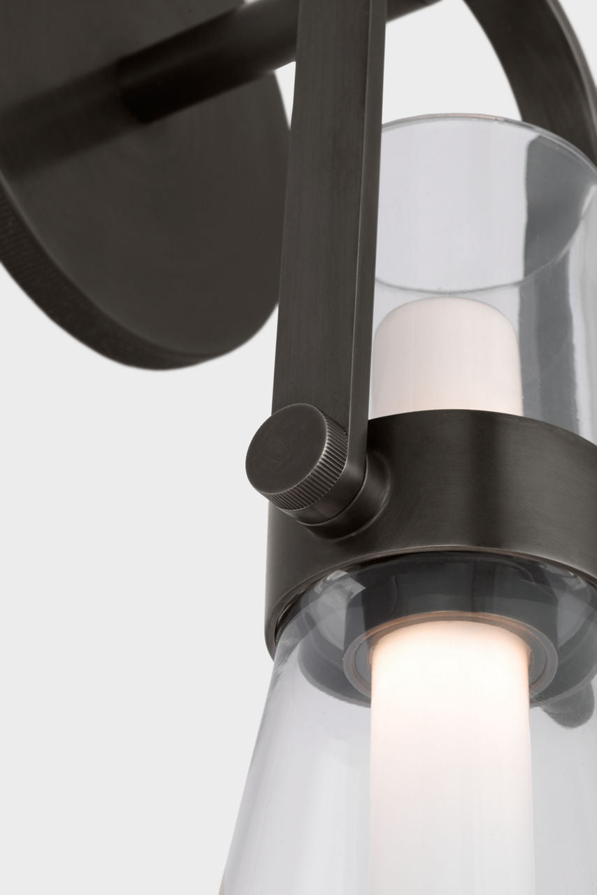 Larkin Medium Conical Bracketed Sconce | Bronze | Clear Glass