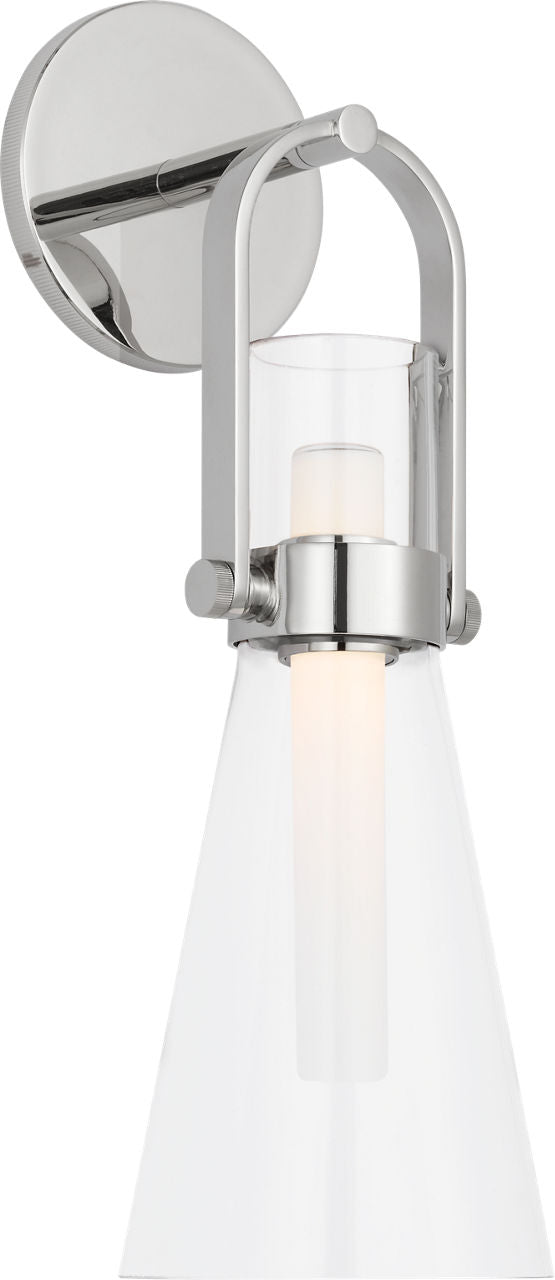 Larkin Medium Conical Bracketed Sconce | Polished Nickel | Clear Glass