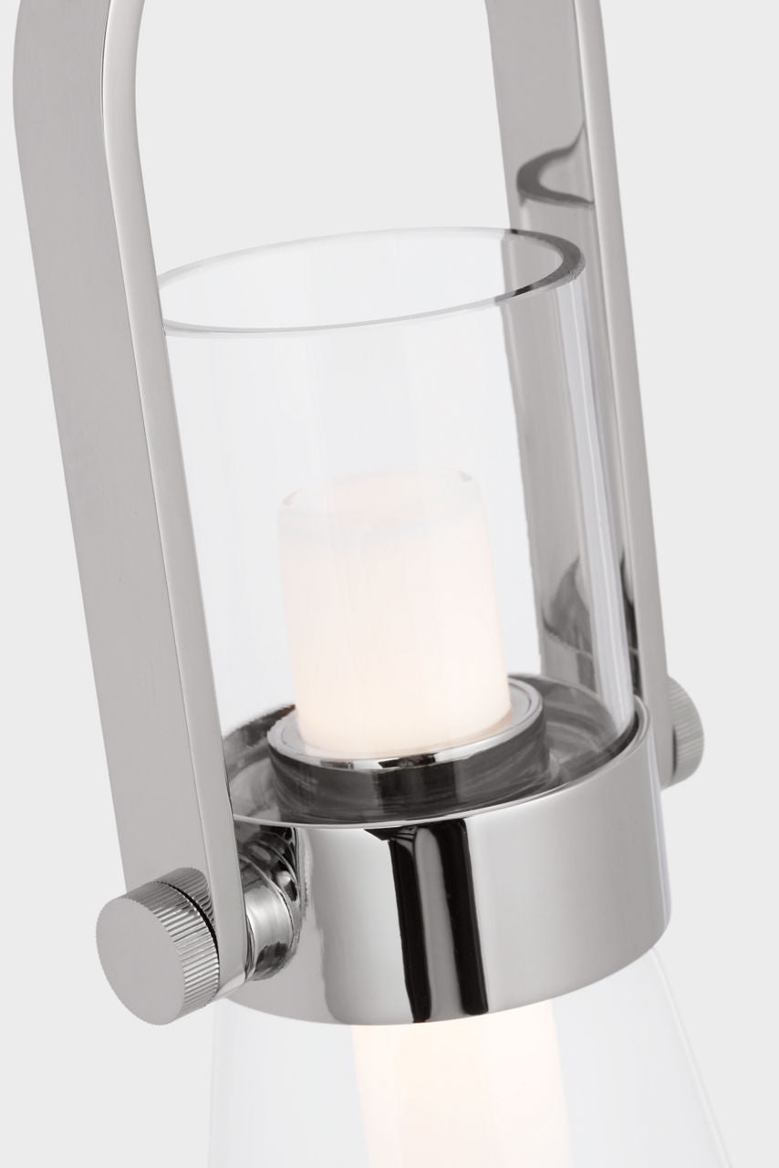 Larkin Medium Conical Bracketed Sconce | Polished Nickel | Clear Glass