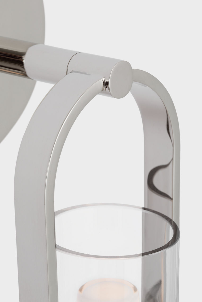 Larkin Medium Conical Bracketed Sconce | Polished Nickel | Clear Glass