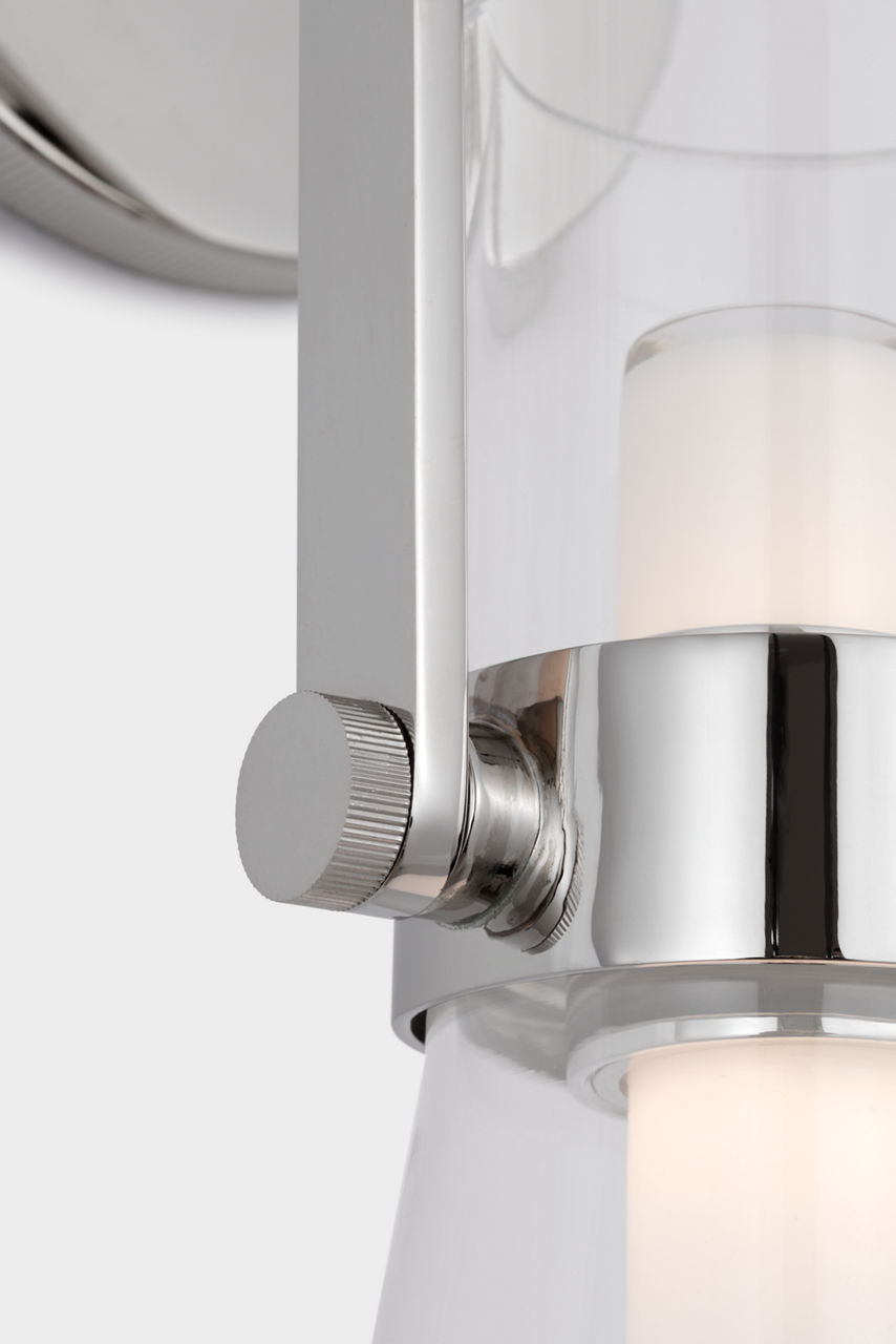 Larkin Medium Conical Bracketed Sconce | Polished Nickel | Clear Glass