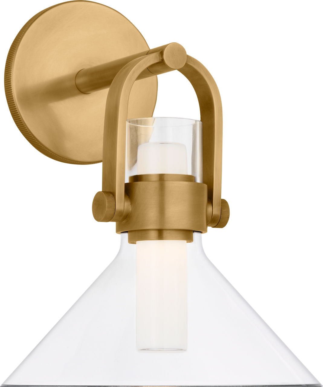 Larkin Small Empire Bracketed Sconce | Hand-Rubbed Antique Brass | Clear Glass