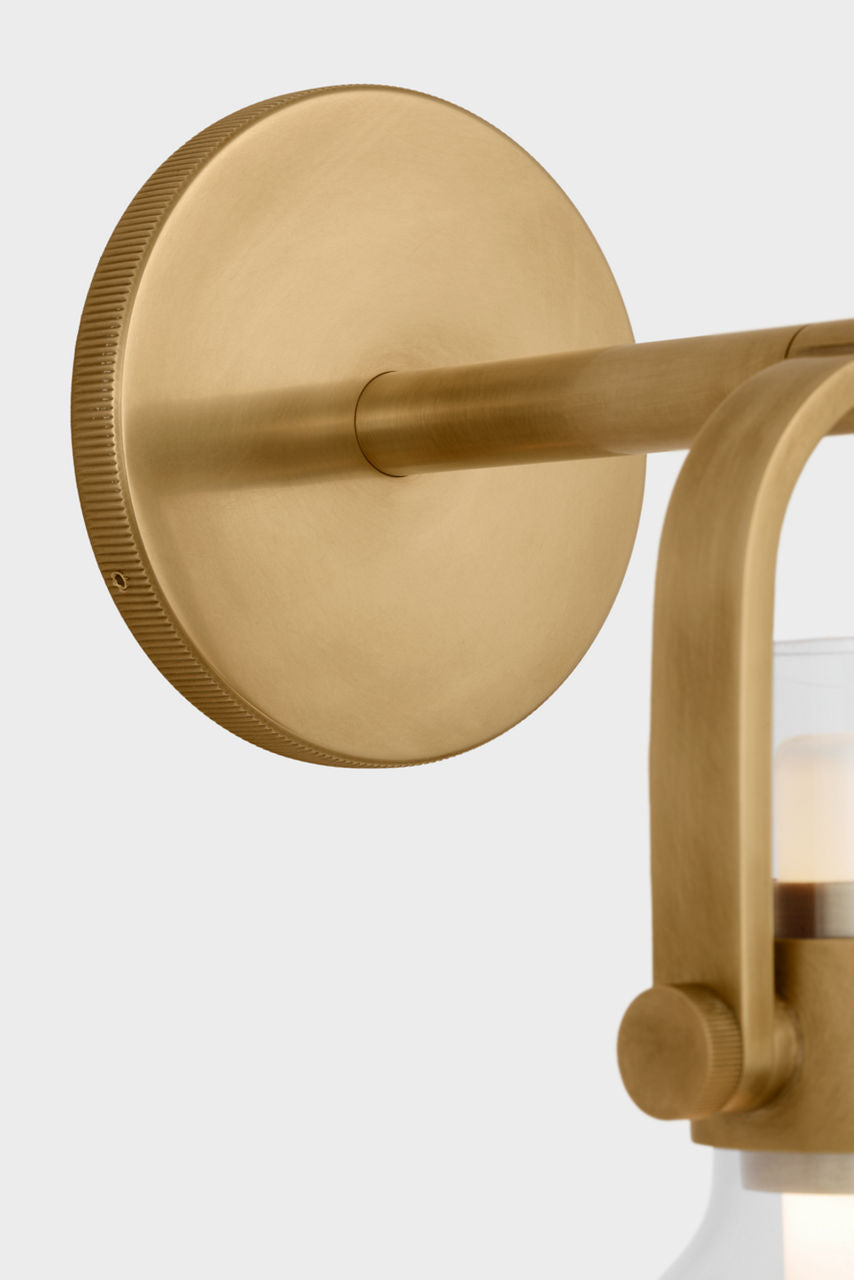 Larkin Small Empire Bracketed Sconce | Hand-Rubbed Antique Brass | Clear Glass