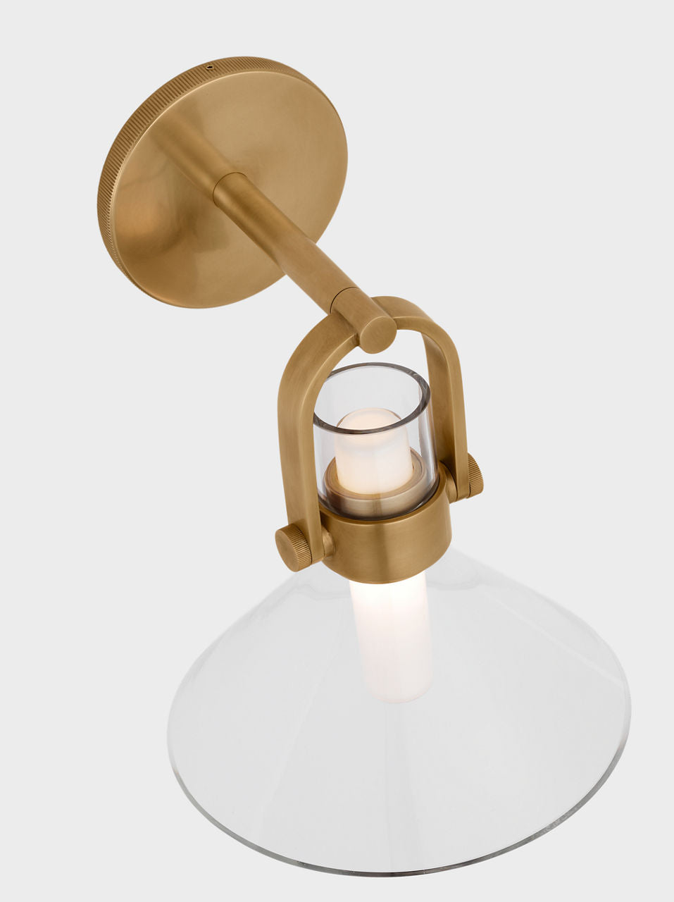 Larkin Small Empire Bracketed Sconce | Hand-Rubbed Antique Brass | Clear Glass