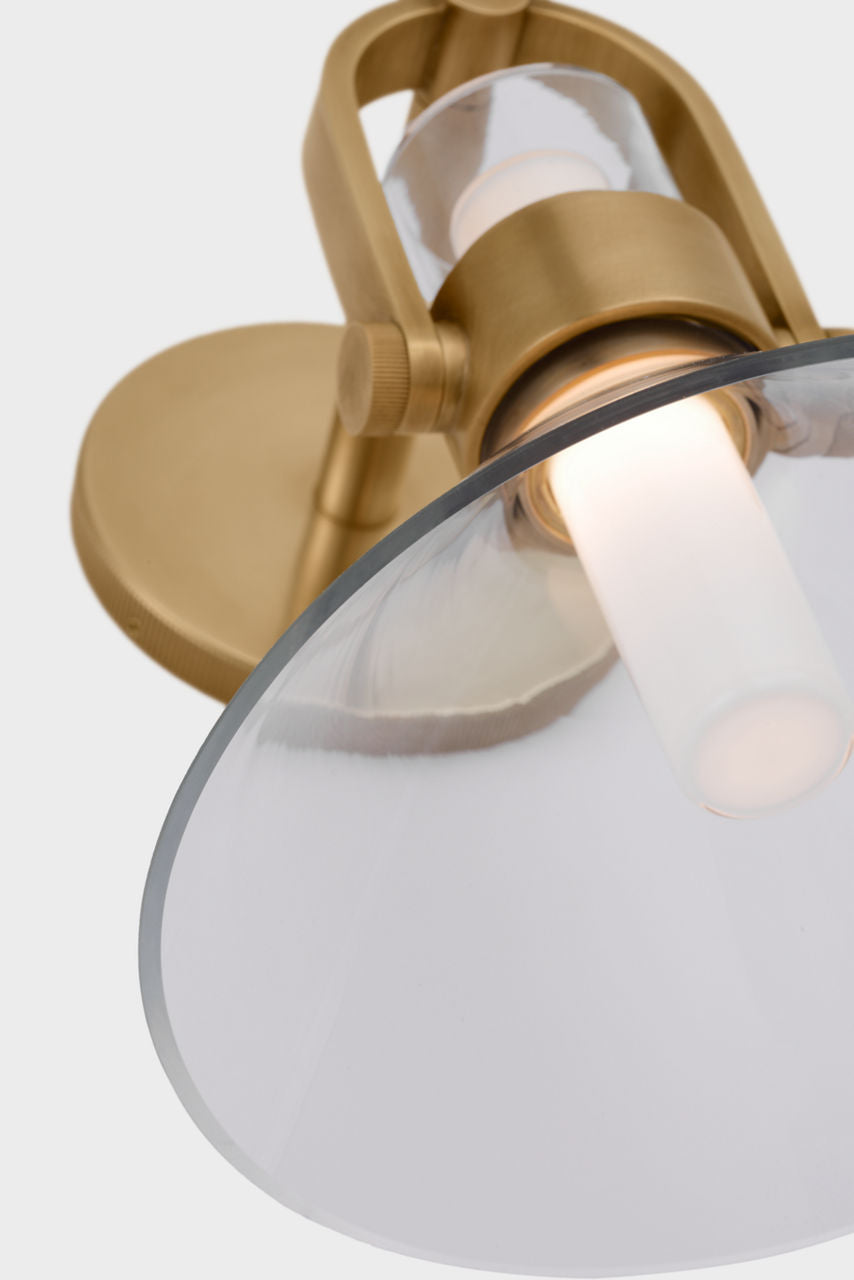 Larkin Small Empire Bracketed Sconce | Hand-Rubbed Antique Brass | Clear Glass