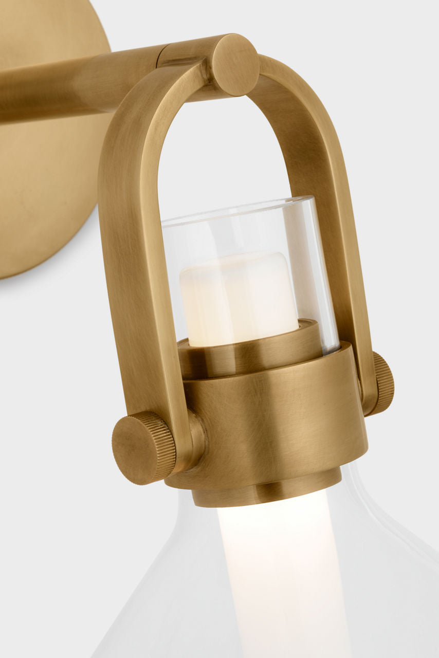 Larkin Small Empire Bracketed Sconce | Hand-Rubbed Antique Brass | Clear Glass