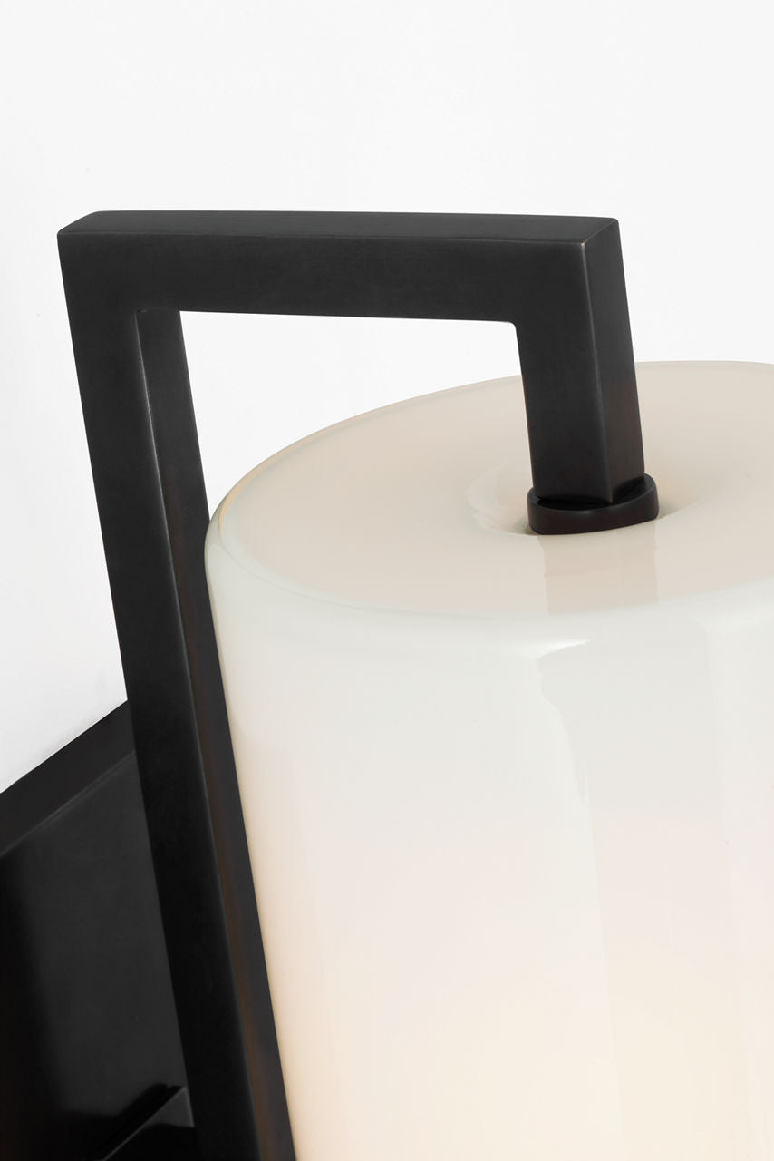 Bowen 16" Linear Bath Sconce | Bronze | White Glass Shade