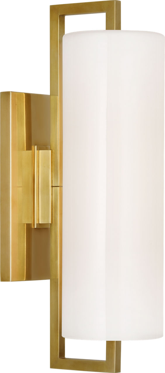 Bowen 16" Linear Bath Sconce | Hand-Rubbed Antique Brass | White Glass Shade