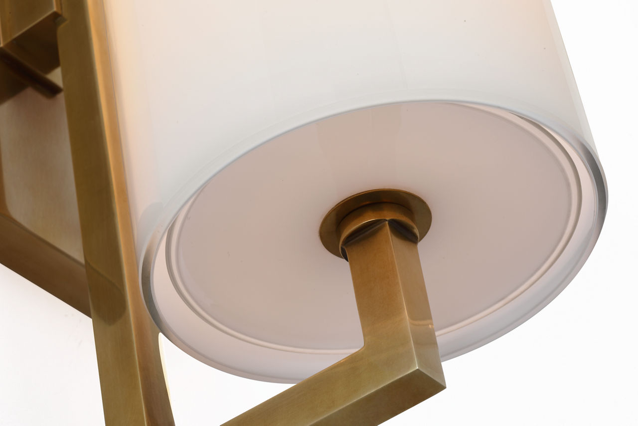 Bowen 16" Linear Bath Sconce | Hand-Rubbed Antique Brass | White Glass Shade