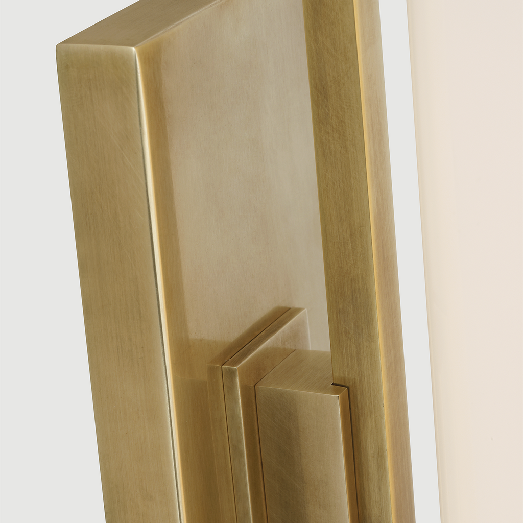 Bowen 21" Linear Bath Sconce | Hand-Rubbed Antique Brass | White Glass Shade