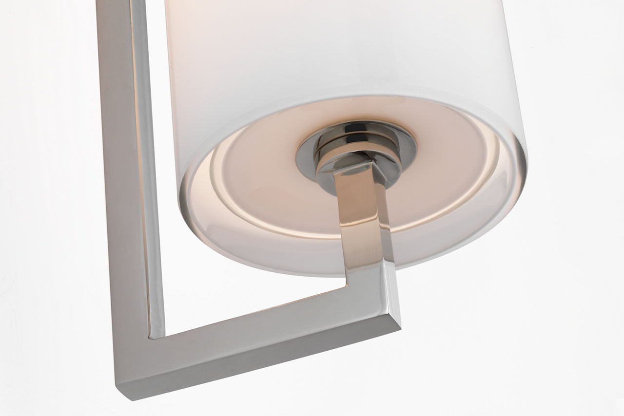 Bowen 21" Linear Bath Sconce | Polished Nickel | White Glass Shade