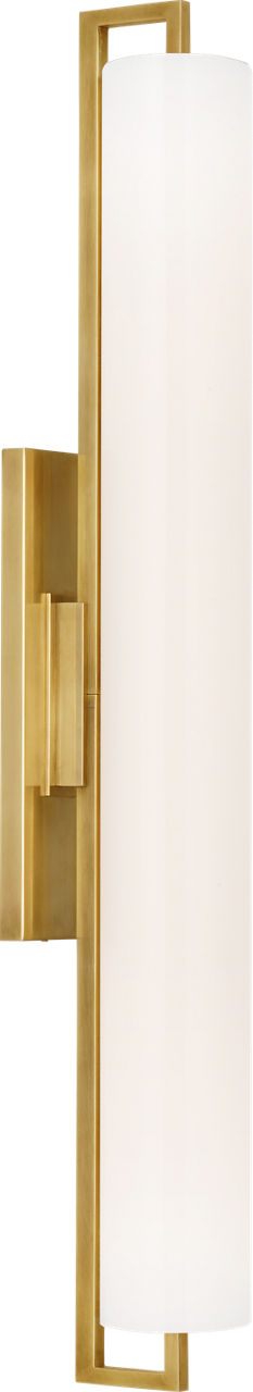 Bowen 28" Linear Bath Sconce | Hand-Rubbed Antique Brass | White Glass Shade