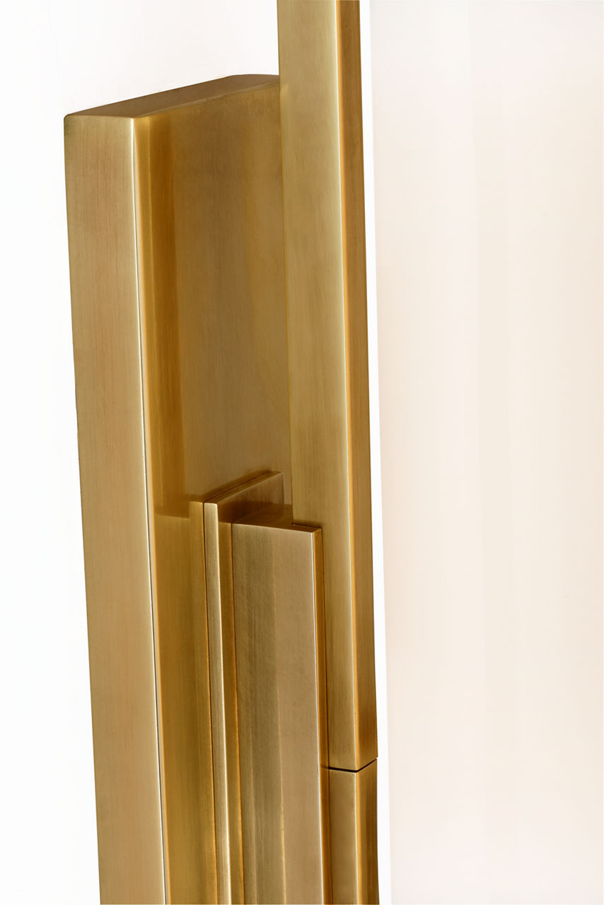 Bowen 28" Linear Bath Sconce | Hand-Rubbed Antique Brass | White Glass Shade