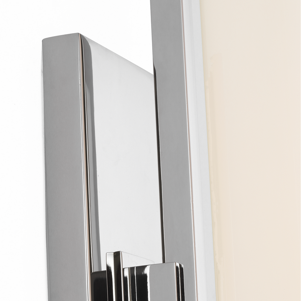 Bowen 28" Linear Bath Sconce | Polished Nickel | White Glass Shade