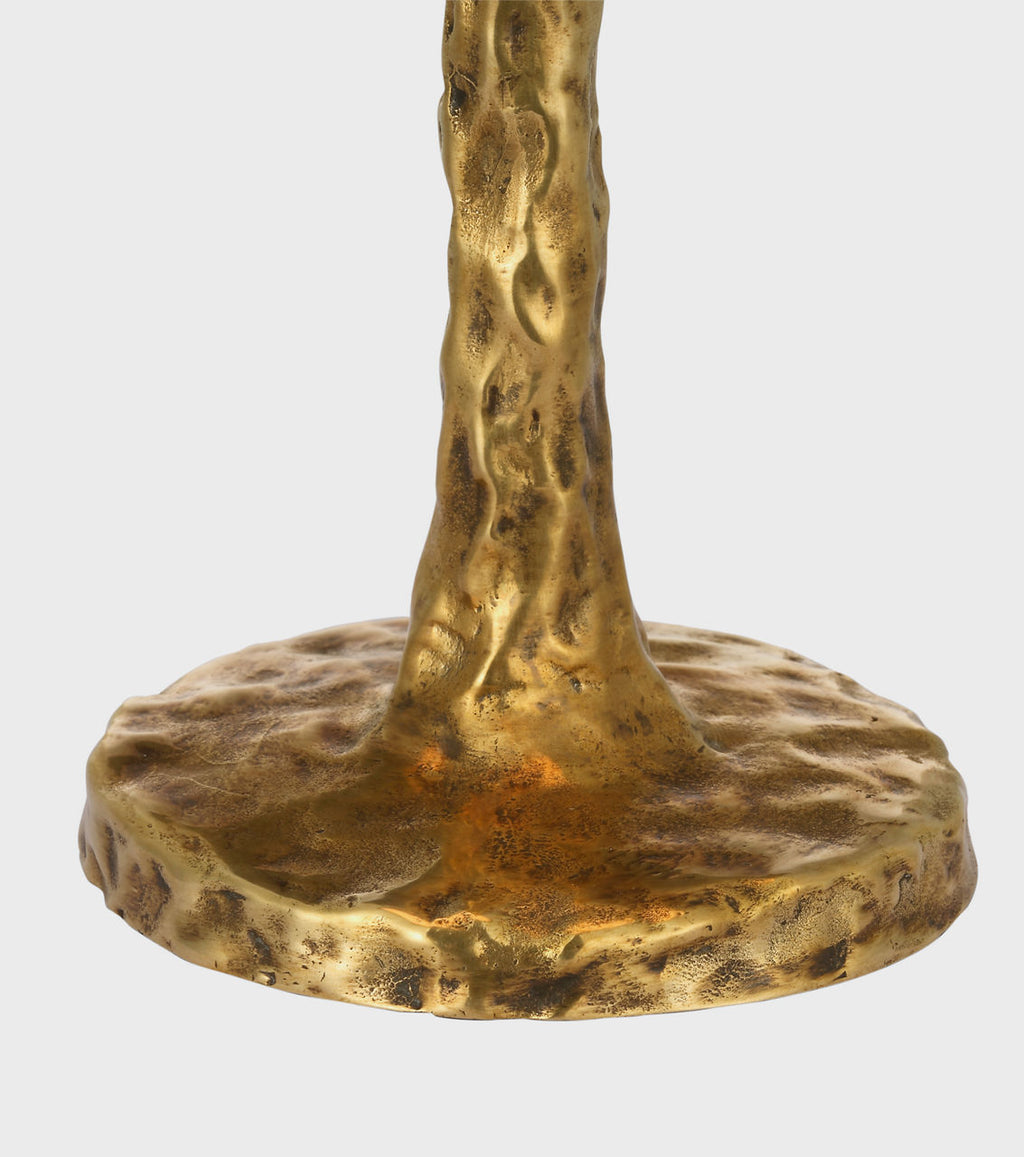 Ilosi 12" Sculpted Rechargeable Table Lamp | Hand-Rubbed Antique Brass | Bronze Shade
