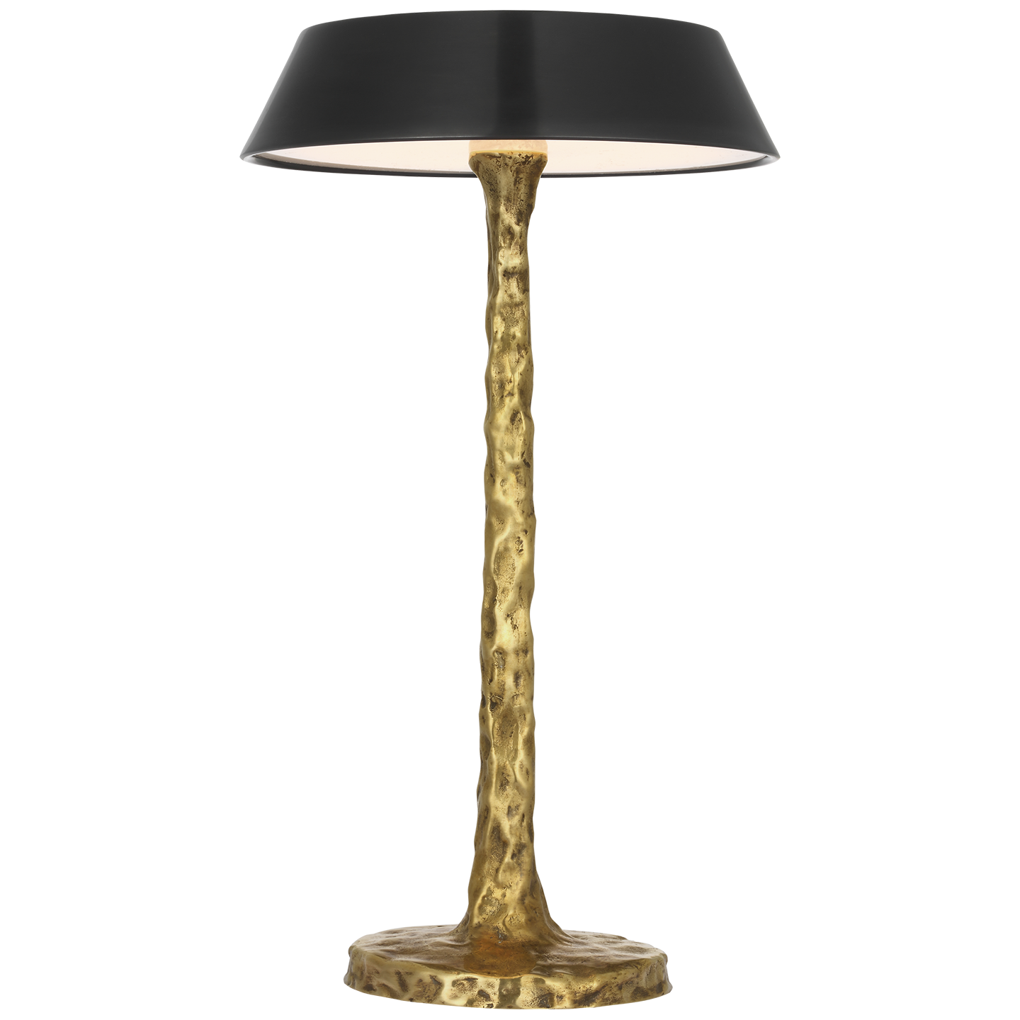 Ilosi 12" Sculpted Rechargeable Table Lamp | Hand-Rubbed Antique Brass | Bronze Shade