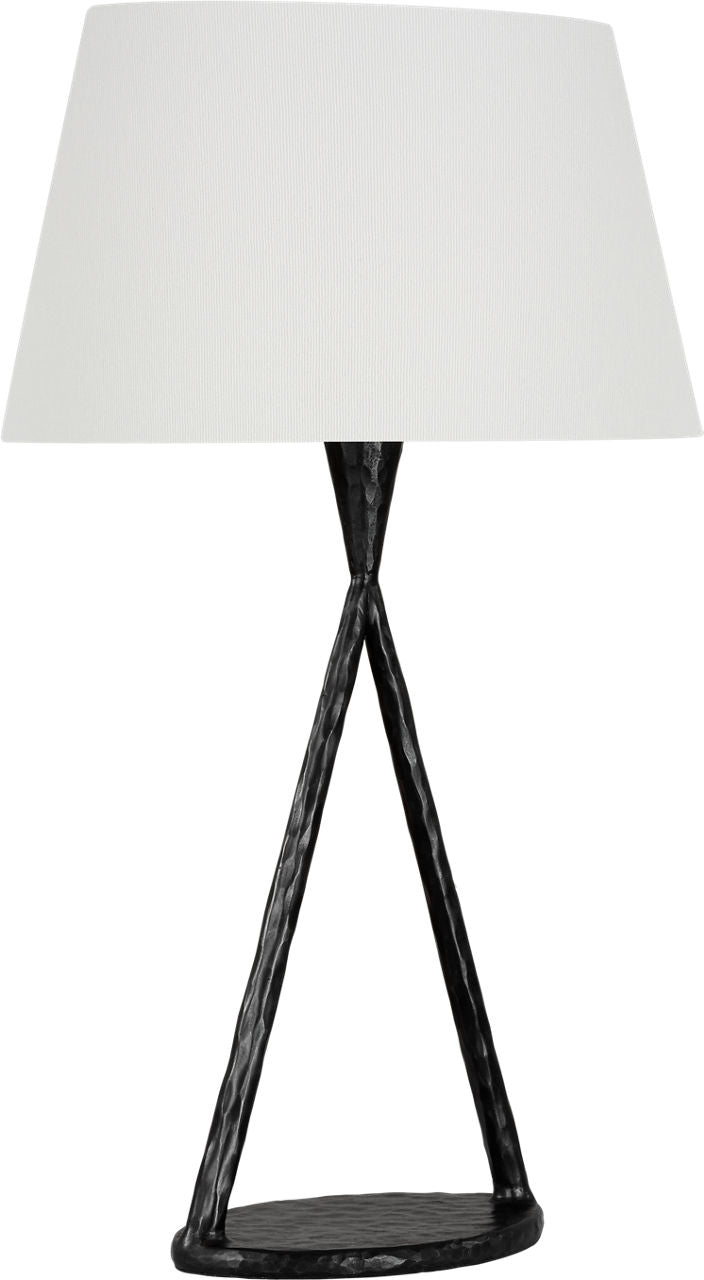 Cesta 28" Sculpted Table Lamp | Aged Iron | Linen Shade