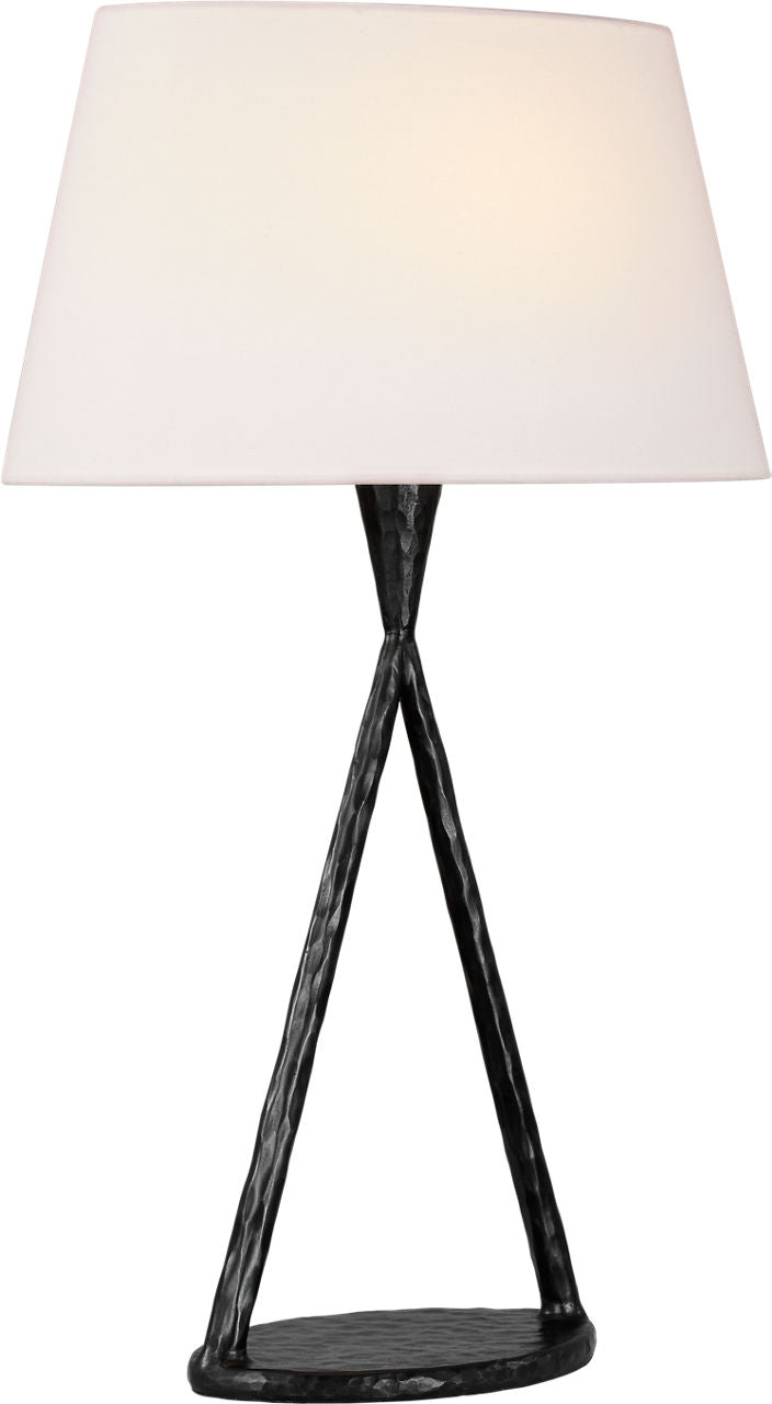 Cesta 28" Sculpted Table Lamp | Aged Iron | Linen Shade