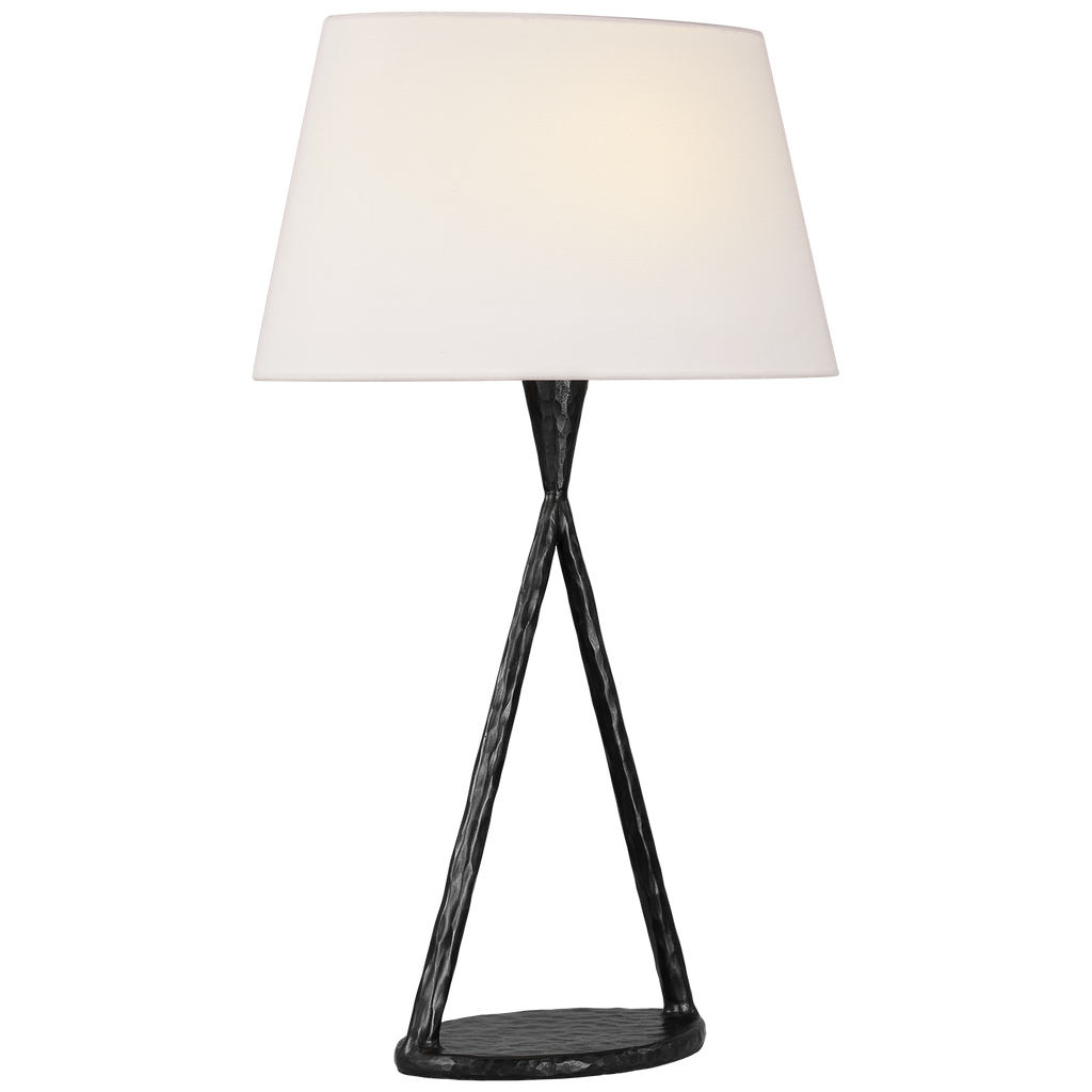 Cesta 28" Sculpted Table Lamp | Aged Iron | Linen Shade