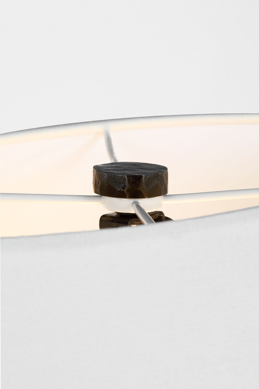 Cesta 28" Sculpted Table Lamp | Aged Iron | Linen Shade