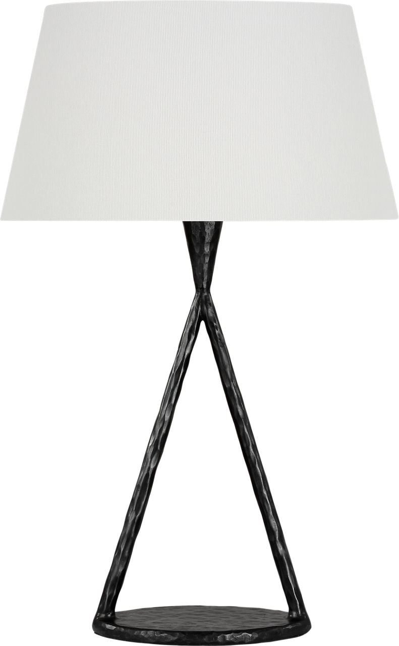 Cesta 28" Sculpted Table Lamp | Aged Iron | Linen Shade