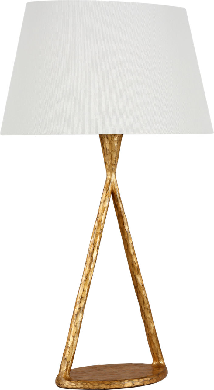 Cesta 28" Sculpted Table Lamp | Gilded Iron | Linen Shade
