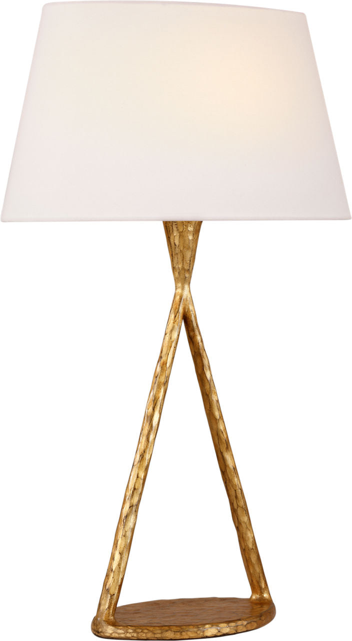 Cesta 28" Sculpted Table Lamp | Gilded Iron | Linen Shade