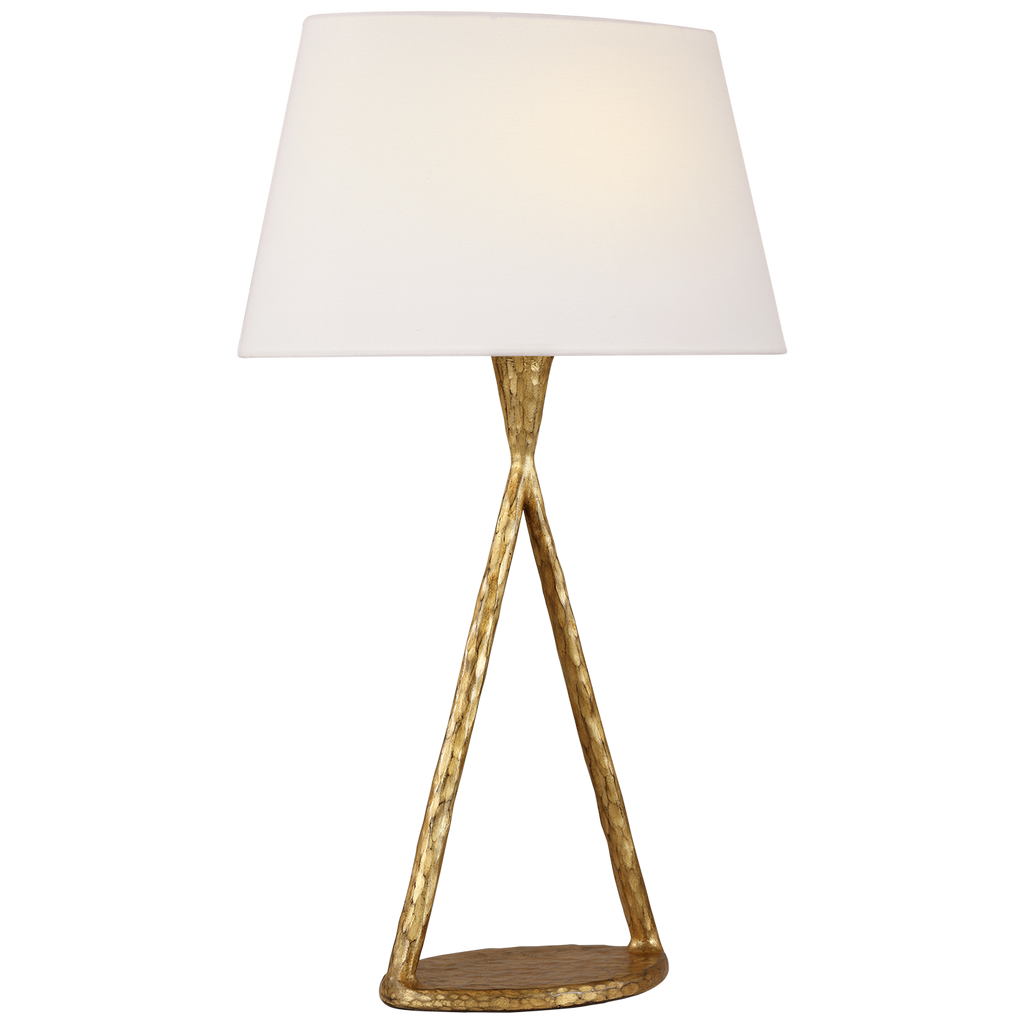 Cesta 28" Sculpted Table Lamp | Gilded Iron | Linen Shade