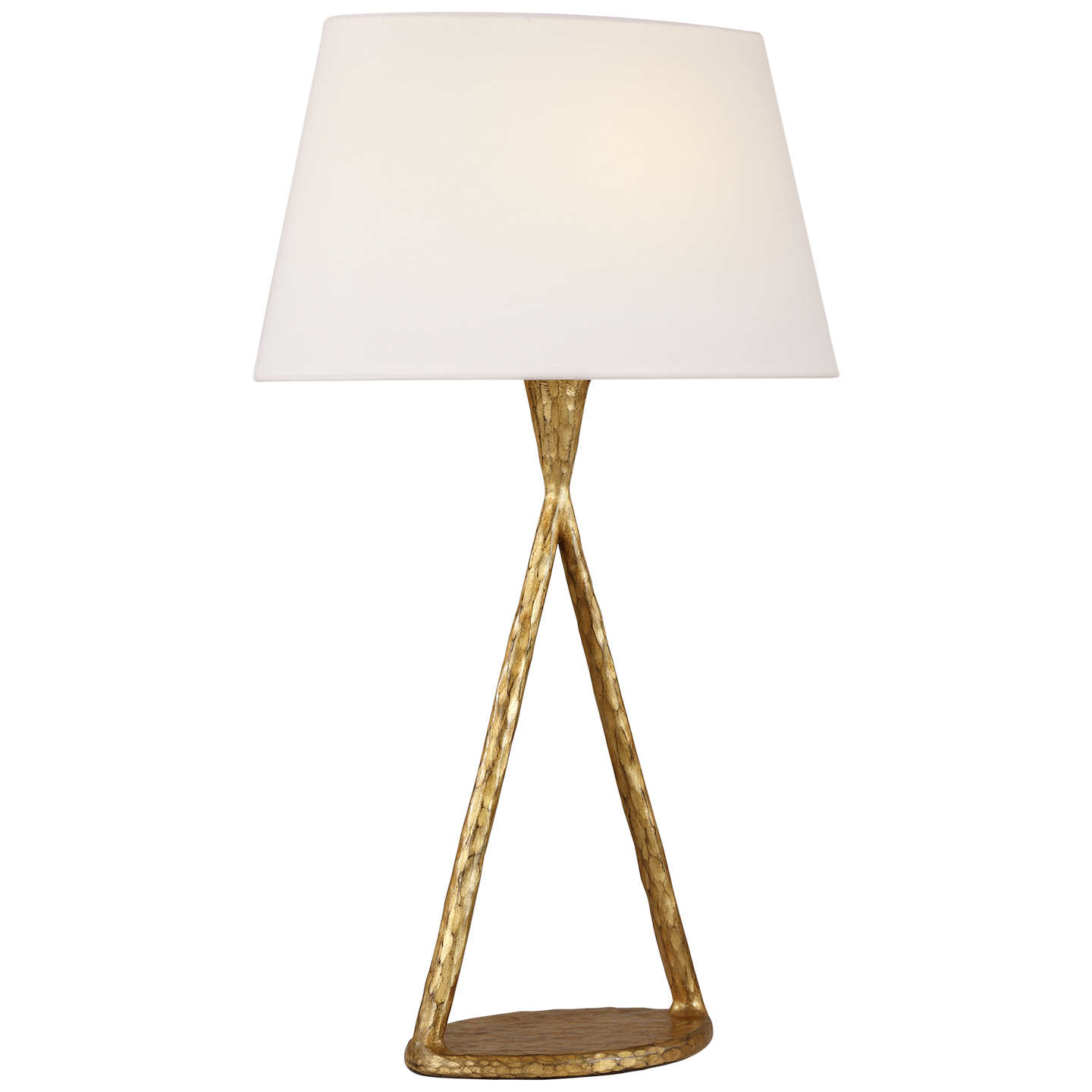 Cesta 28" Sculpted Table Lamp | Gilded Iron | Linen Shade