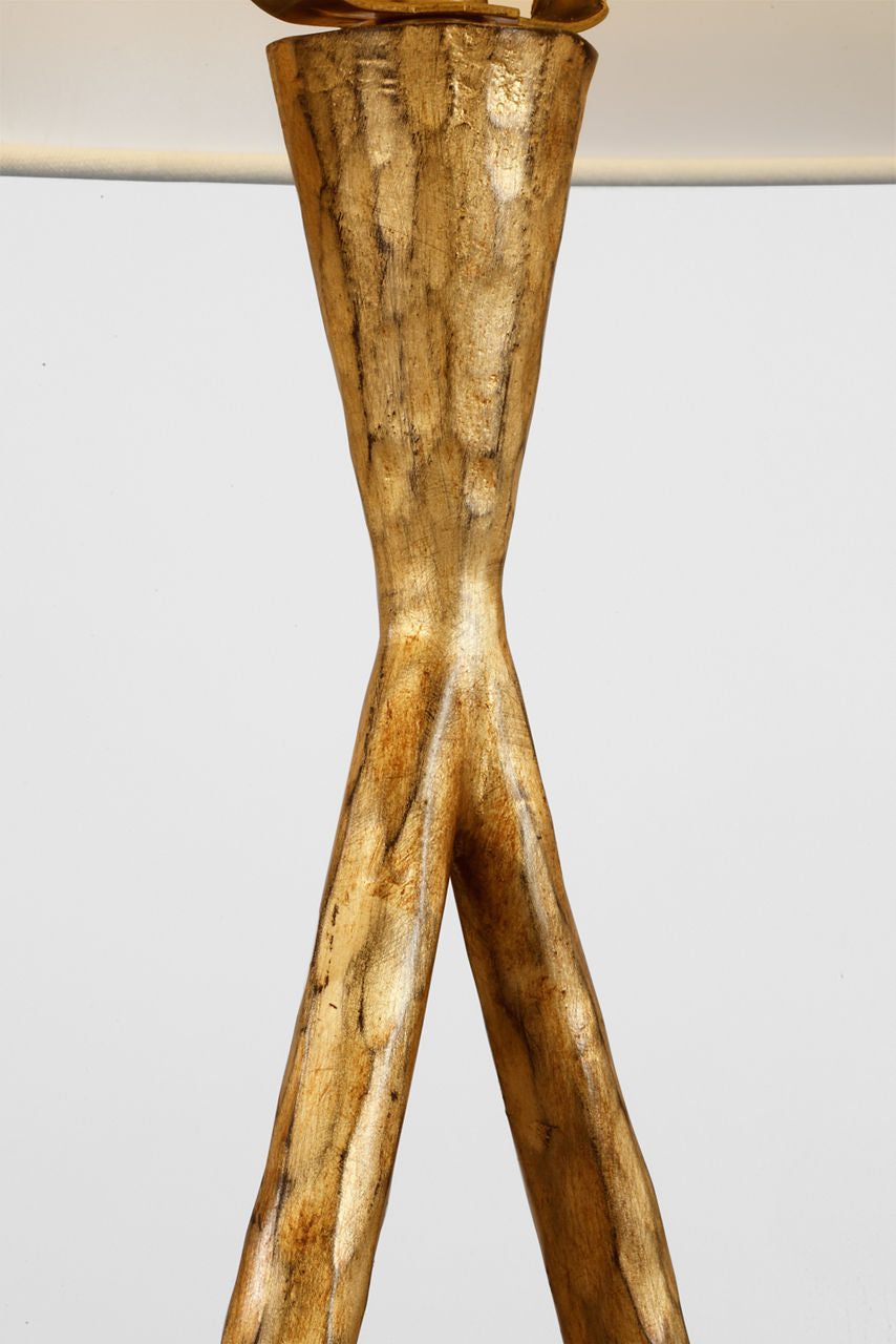 Cesta 28" Sculpted Table Lamp | Gilded Iron | Linen Shade