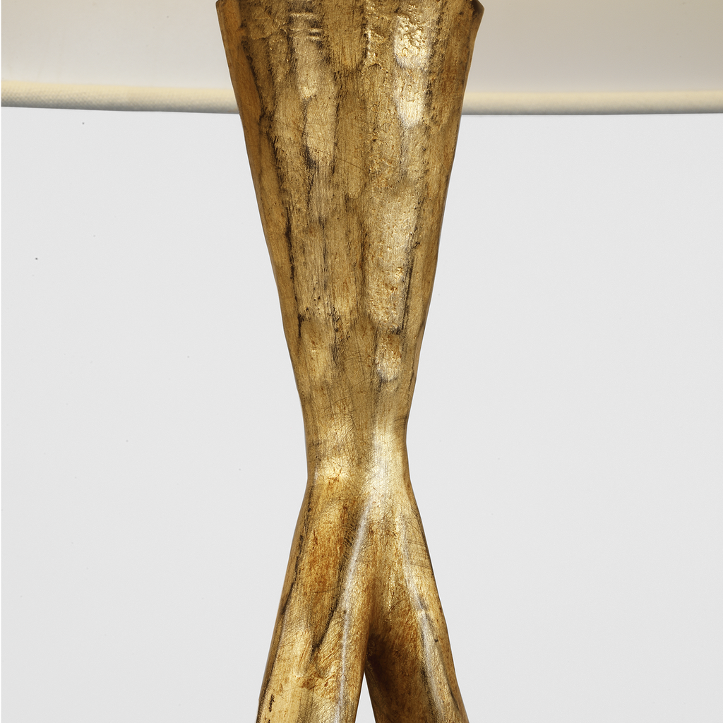 Cesta 28" Sculpted Table Lamp | Gilded Iron | Linen Shade