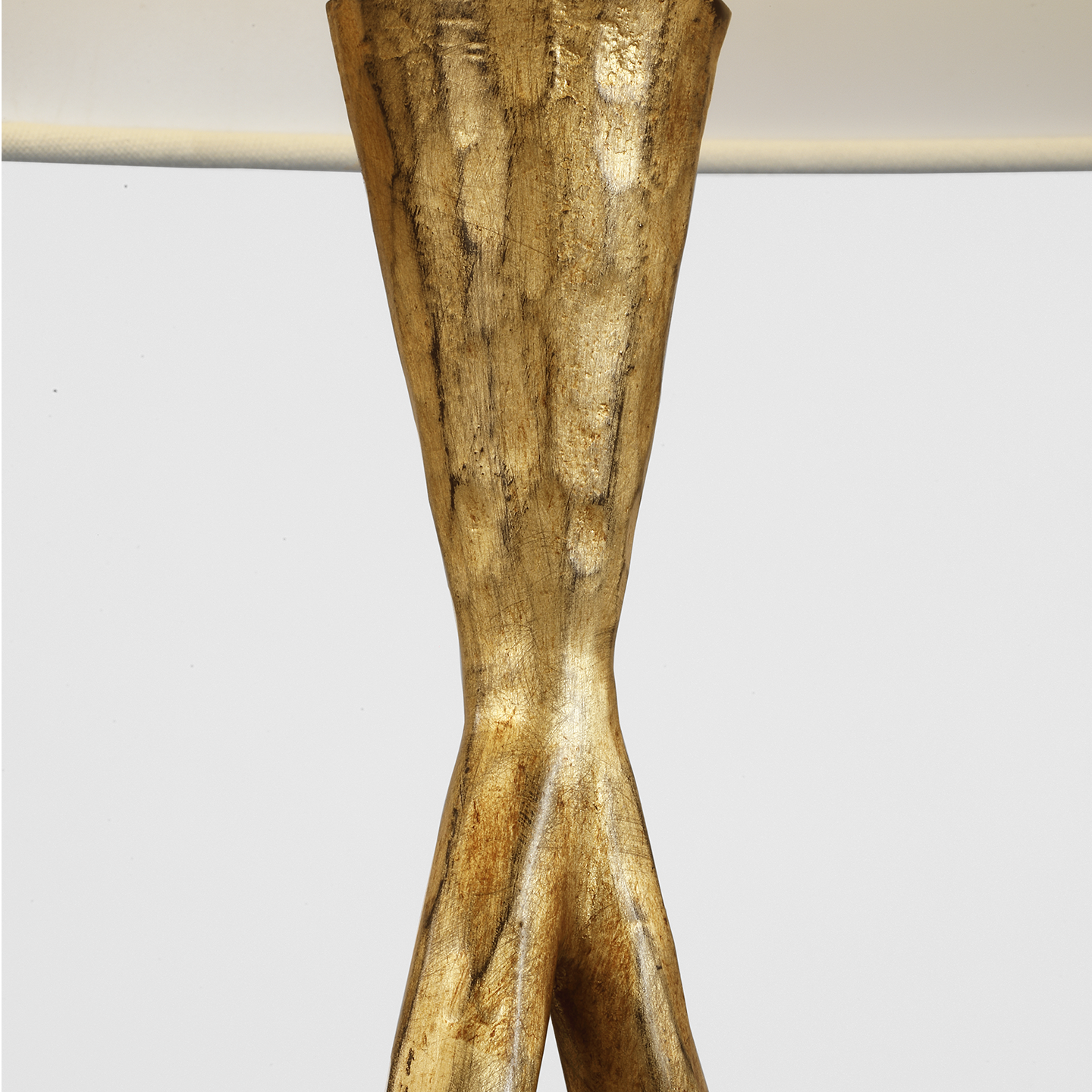 Cesta 28" Sculpted Table Lamp | Gilded Iron | Linen Shade