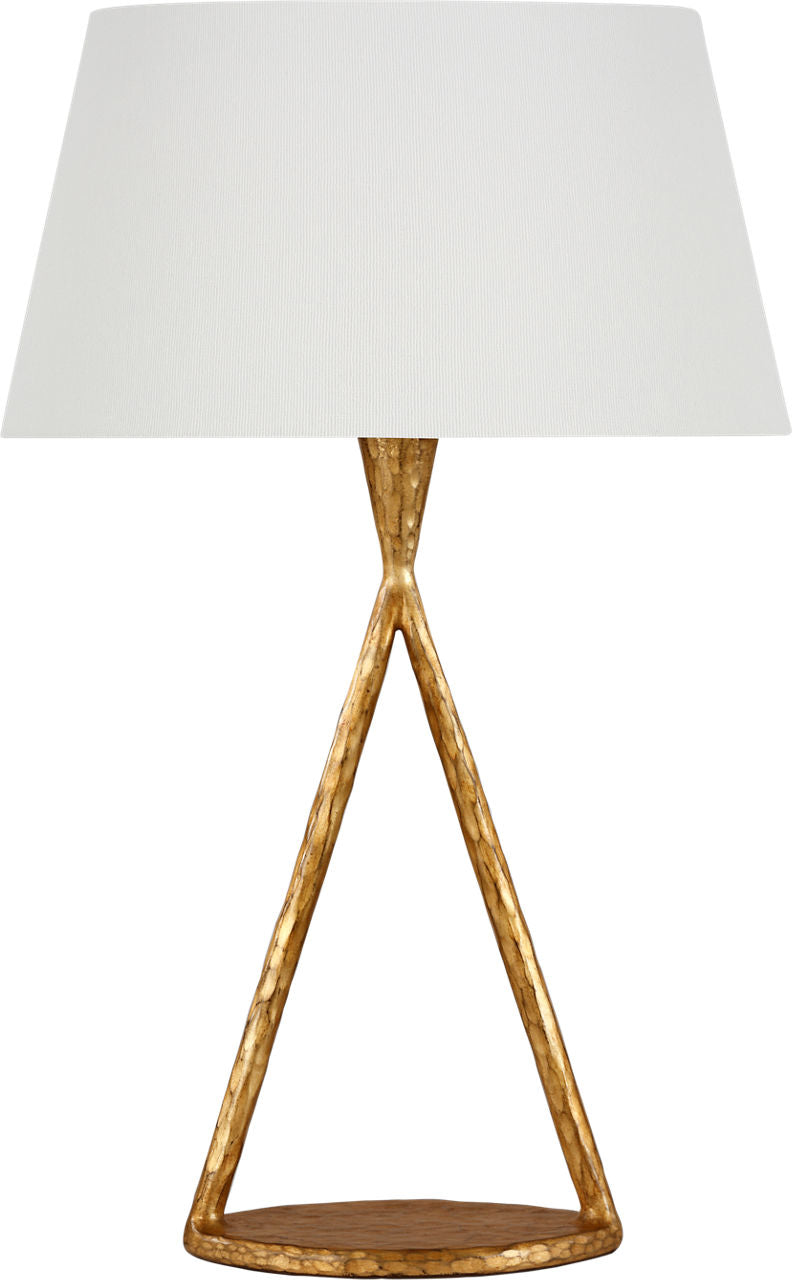 Cesta 28" Sculpted Table Lamp | Gilded Iron | Linen Shade
