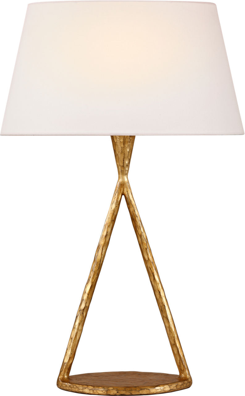 Cesta 28" Sculpted Table Lamp | Gilded Iron | Linen Shade