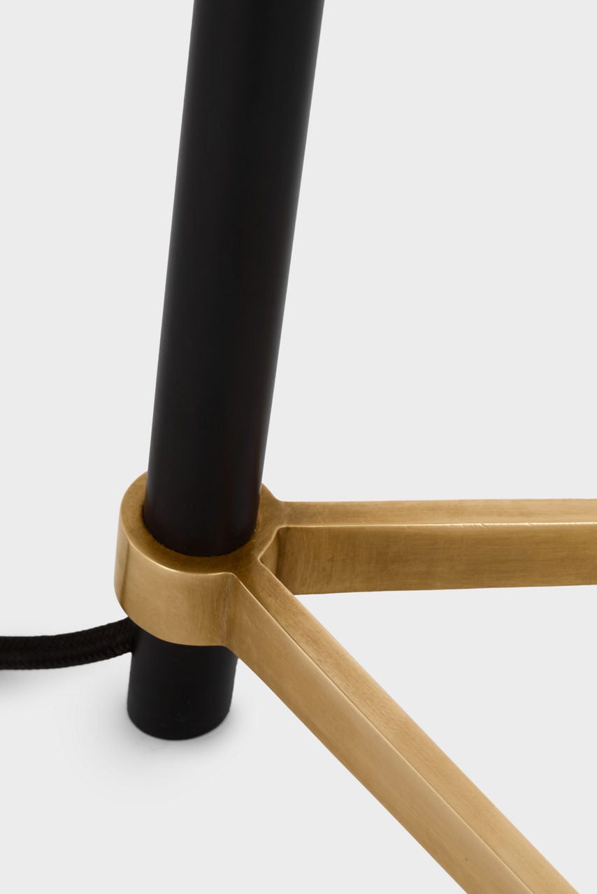 Mistral Medium Ring Lamp | Hand-Rubbed Antique Brass and Matte Black