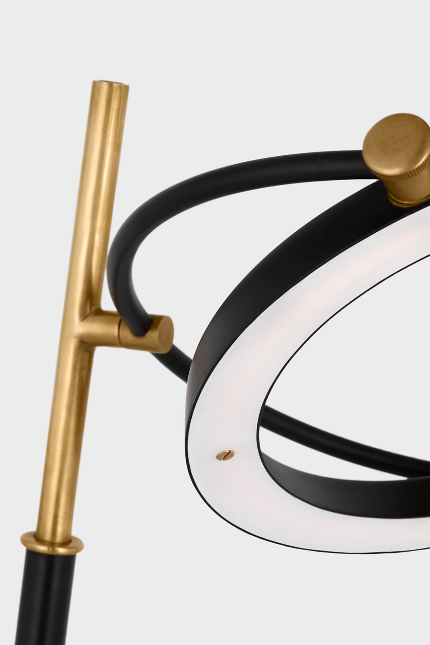 Mistral Medium Ring Lamp | Hand-Rubbed Antique Brass and Matte Black