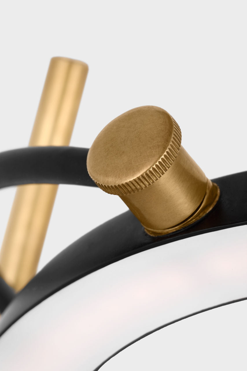 Mistral Medium Ring Lamp | Hand-Rubbed Antique Brass and Matte Black
