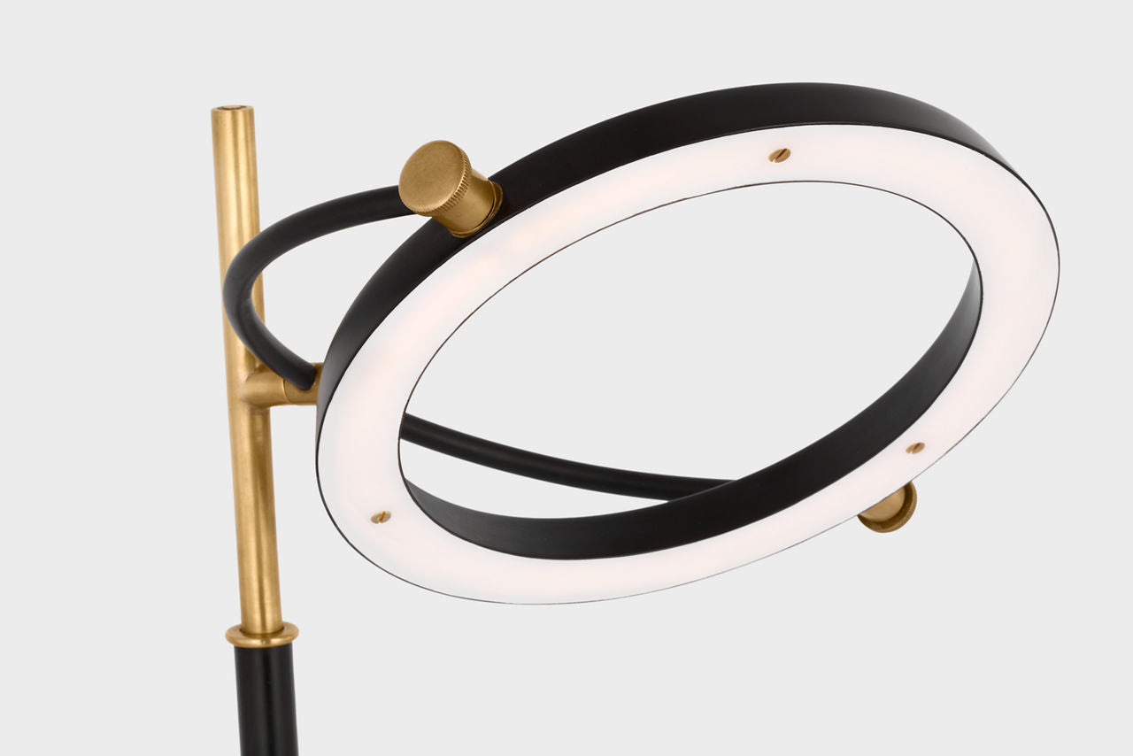 Mistral Medium Ring Lamp | Hand-Rubbed Antique Brass and Matte Black