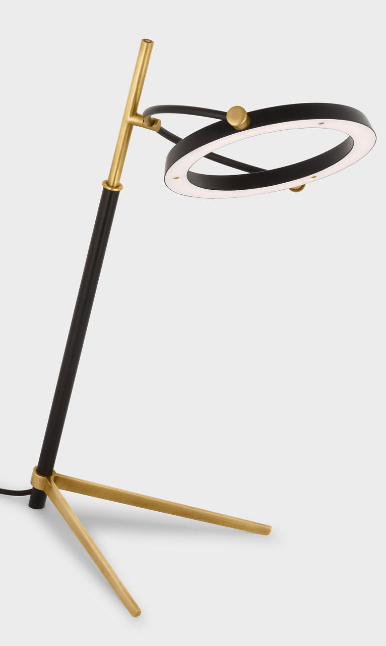 Mistral Medium Ring Lamp | Hand-Rubbed Antique Brass and Matte Black