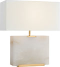 Matero Medium Table Lamp | Alabaster | Linen Shade