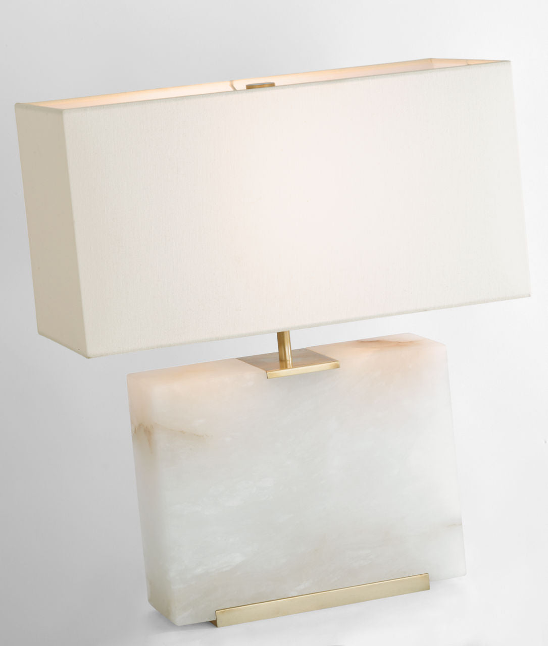 Matero Medium Table Lamp | Alabaster | Linen Shade