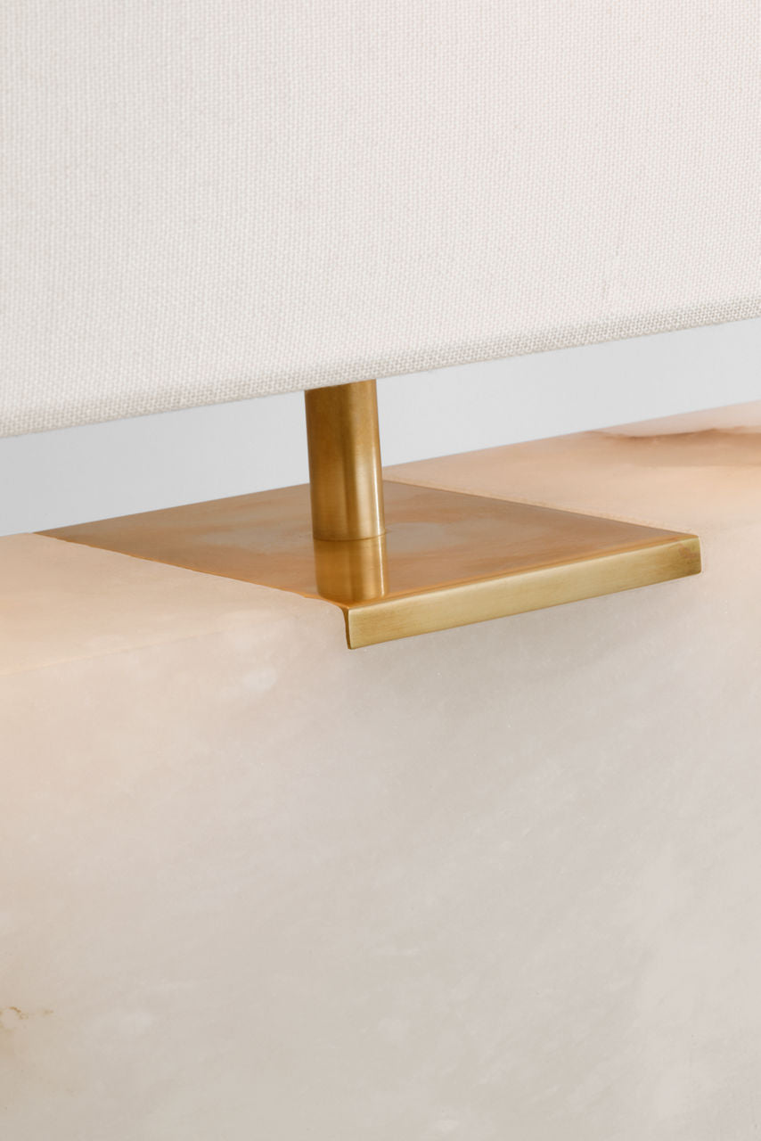 Matero Medium Table Lamp | Alabaster | Linen Shade